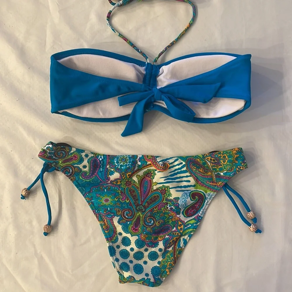 Girl Haiyana Two Piece Bikini Set Padded Top Blue Kid Size 12/14